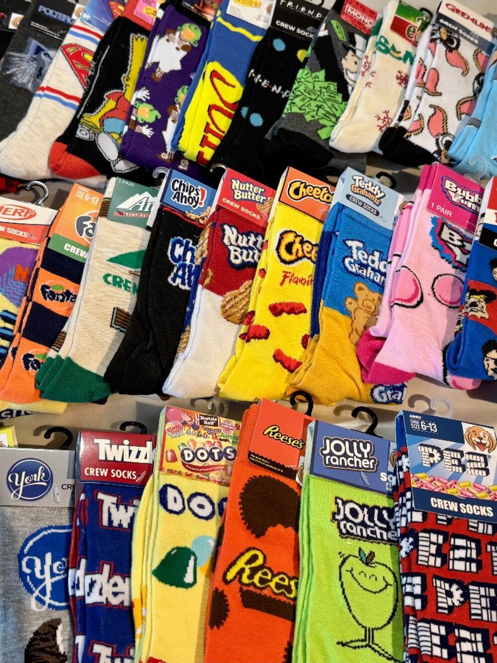 28 Pairs Mixed Novelty Crew Socks Size 6-12/13 OSFM - All Mixed Names -